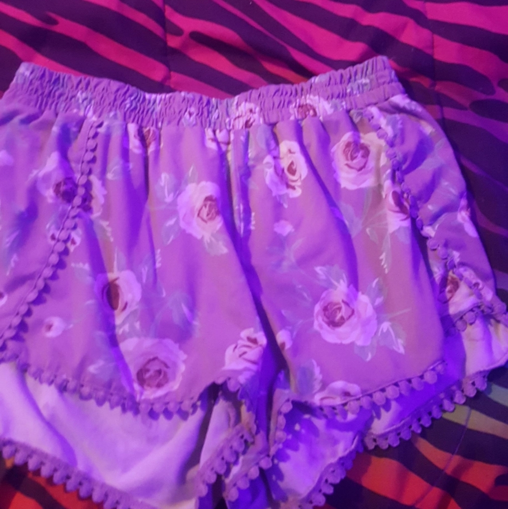 Lavender shorts with flowers